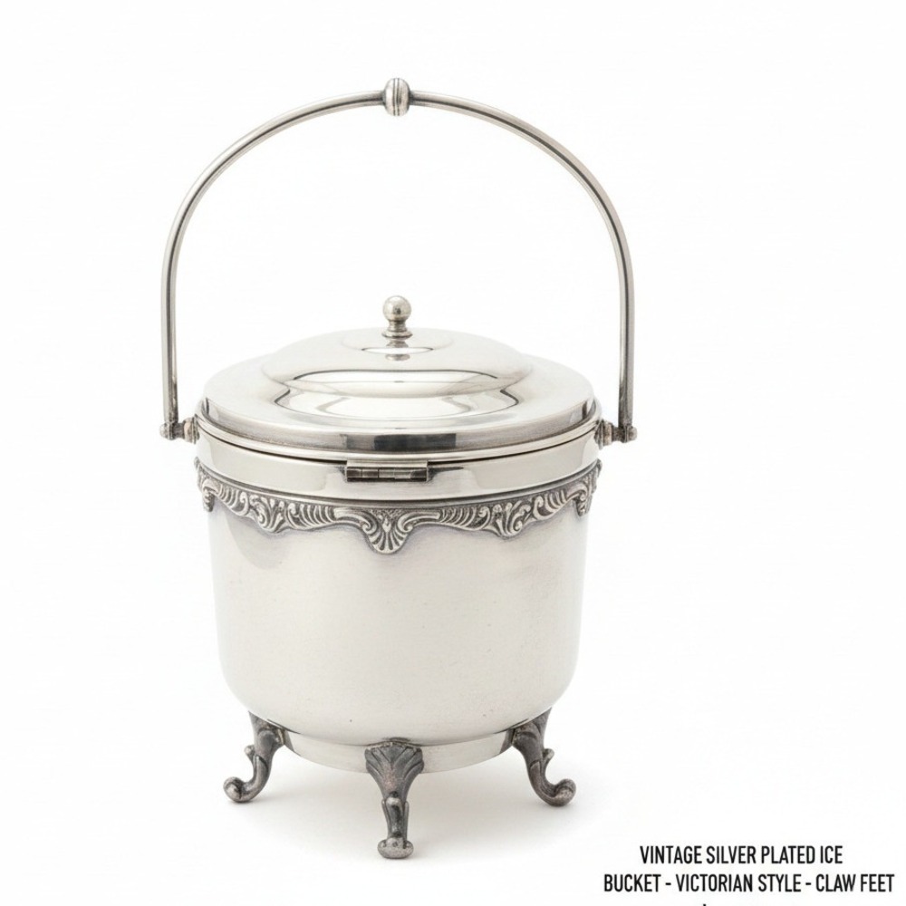 Vintage Sheridan EPS Silver Plated Ice Bucket - Victorian Claw Feet Style
